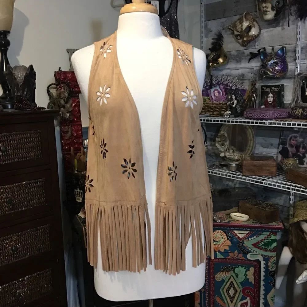 NWT American Rag faux suede boho long vest